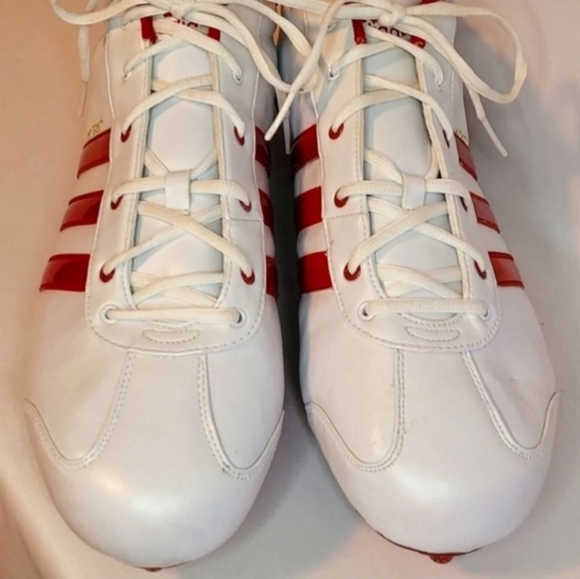 💰NWOT! ADIDAS ▪︎ MEN'S RED AND WHITE FOOTBALL CLEATS ▪︎ SIZE 15 - Picture 4 of 12